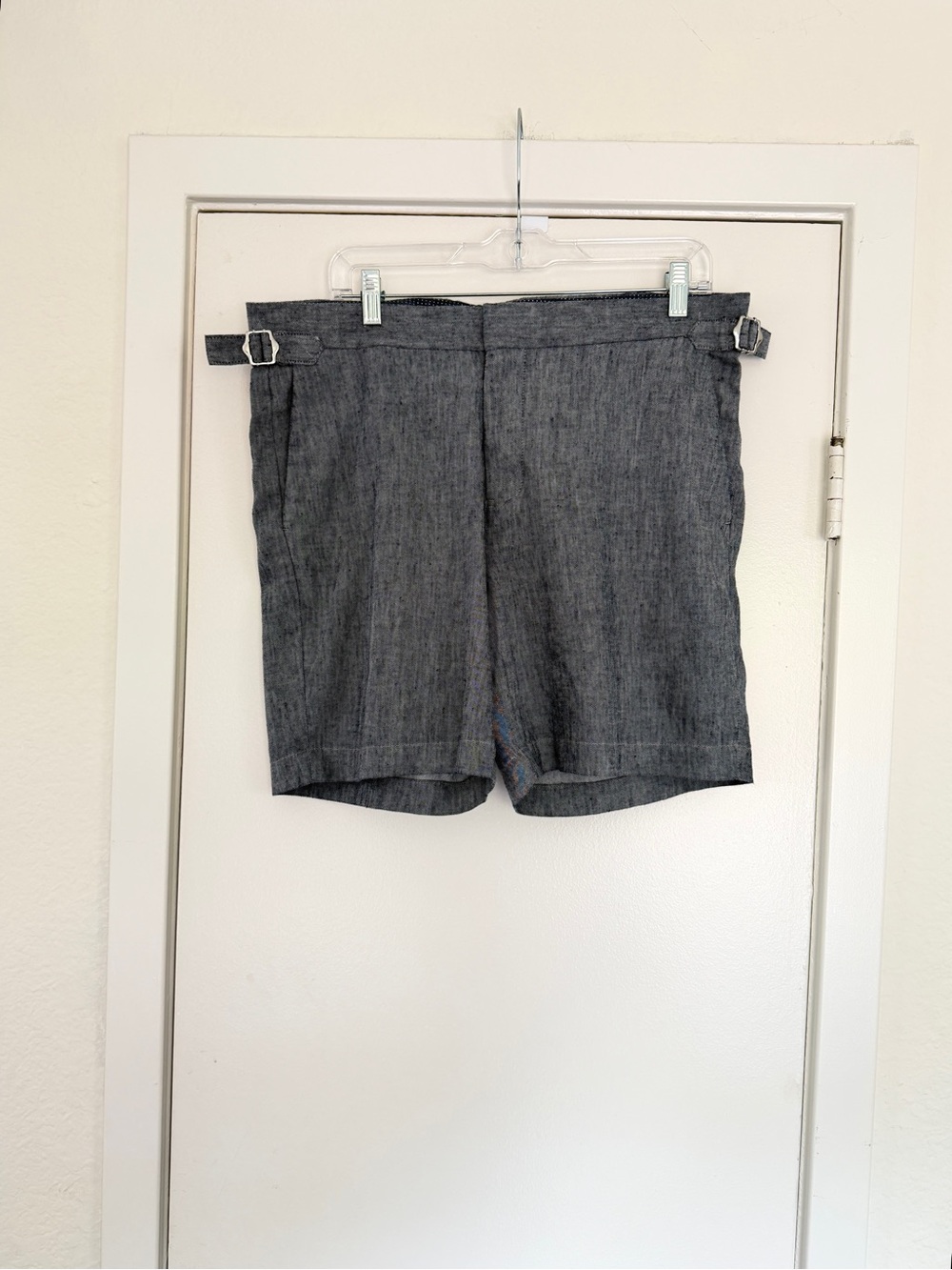 Michael Kors Men's Gray/Blue Linen-Blend Casual Shorts